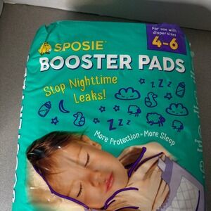 Sposie Diaper Booster Pads Size 4-6 Nighttime Leak Protection 30 Count NEW